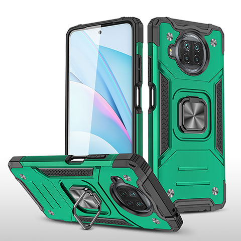 Coque Contour Silicone et Plastique Housse Etui Mat avec Magnetique Support Bague Anneau MQ1 pour Xiaomi Mi 10i 5G Vert Nuit