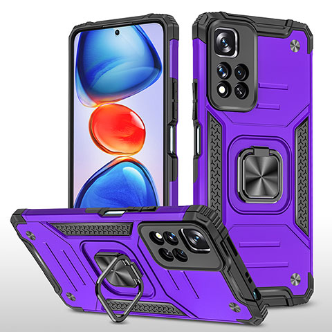 Coque Contour Silicone et Plastique Housse Etui Mat avec Magnetique Support Bague Anneau MQ1 pour Xiaomi Mi 11i 5G (2022) Violet