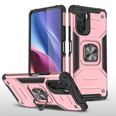 Coque Contour Silicone et Plastique Housse Etui Mat avec Magnetique Support Bague Anneau MQ1 pour Xiaomi Mi 11i 5G Or Rose