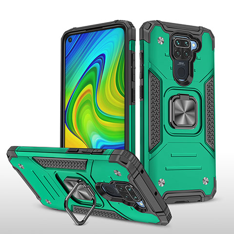 Coque Contour Silicone et Plastique Housse Etui Mat avec Magnetique Support Bague Anneau MQ1 pour Xiaomi Redmi 10X 4G Vert Nuit