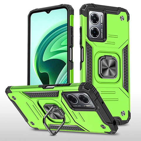 Coque Contour Silicone et Plastique Housse Etui Mat avec Magnetique Support Bague Anneau MQ1 pour Xiaomi Redmi 11 Prime 5G Vert