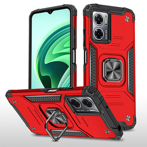 Coque Contour Silicone et Plastique Housse Etui Mat avec Magnetique Support Bague Anneau MQ1 pour Xiaomi Redmi Note 11E 5G Rouge