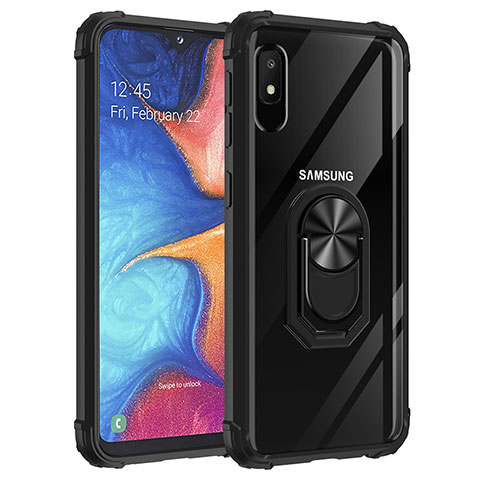 Coque Contour Silicone et Plastique Housse Etui Mat avec Magnetique Support Bague Anneau MQ2 pour Samsung Galaxy A10e Noir