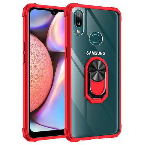 Coque Contour Silicone et Plastique Housse Etui Mat avec Magnetique Support Bague Anneau MQ2 pour Samsung Galaxy A10s Rouge