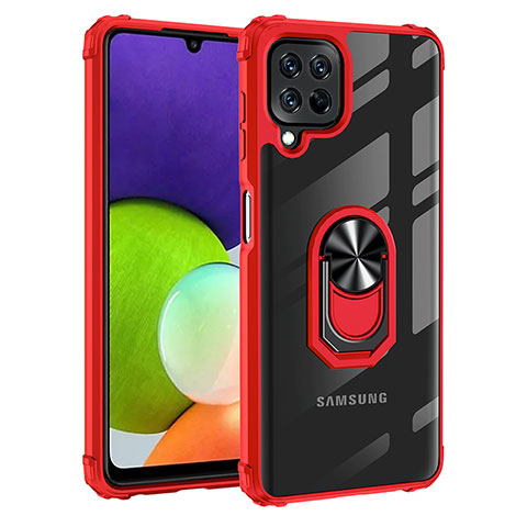 Coque Contour Silicone et Plastique Housse Etui Mat avec Magnetique Support Bague Anneau MQ2 pour Samsung Galaxy A22 4G Rouge