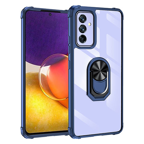 Coque Contour Silicone et Plastique Housse Etui Mat avec Magnetique Support Bague Anneau MQ2 pour Samsung Galaxy A34 5G Bleu