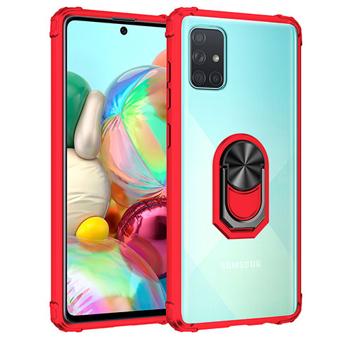 Coque Contour Silicone et Plastique Housse Etui Mat avec Magnetique Support Bague Anneau MQ2 pour Samsung Galaxy A51 5G Rouge