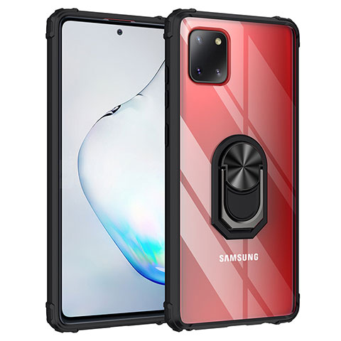 Coque Contour Silicone et Plastique Housse Etui Mat avec Magnetique Support Bague Anneau MQ2 pour Samsung Galaxy M60s Noir