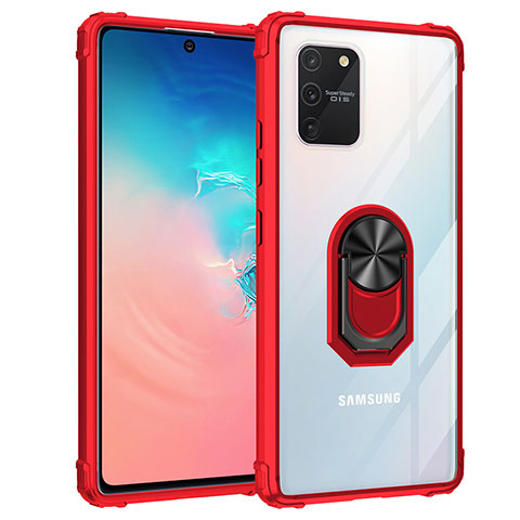 Coque Contour Silicone et Plastique Housse Etui Mat avec Magnetique Support Bague Anneau MQ2 pour Samsung Galaxy M80S Rouge