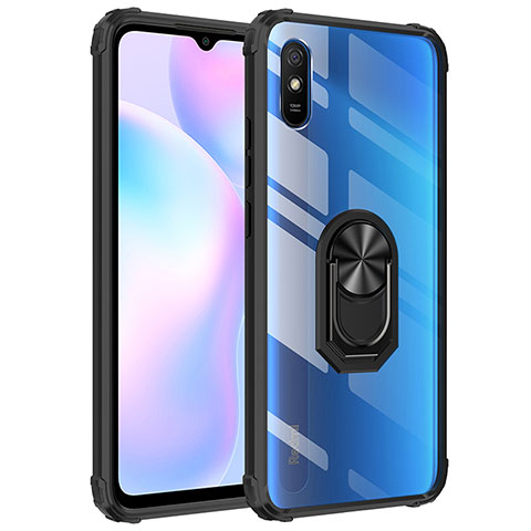 Coque Contour Silicone et Plastique Housse Etui Mat avec Magnetique Support Bague Anneau MQ2 pour Xiaomi Redmi 9i Noir