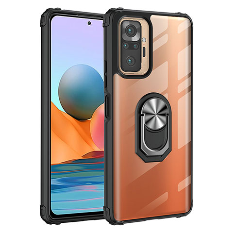 Coque Contour Silicone et Plastique Housse Etui Mat avec Magnetique Support Bague Anneau MQ2 pour Xiaomi Redmi Note 10 Pro 4G Argent et Noir