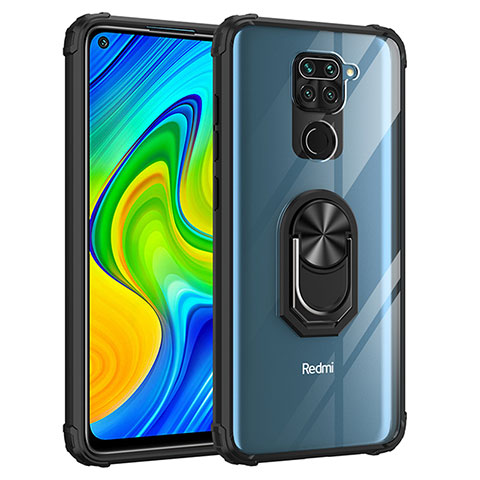 Coque Contour Silicone et Plastique Housse Etui Mat avec Magnetique Support Bague Anneau MQ2 pour Xiaomi Redmi Note 9 Noir