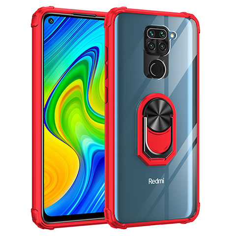 Coque Contour Silicone et Plastique Housse Etui Mat avec Magnetique Support Bague Anneau MQ2 pour Xiaomi Redmi Note 9 Rouge