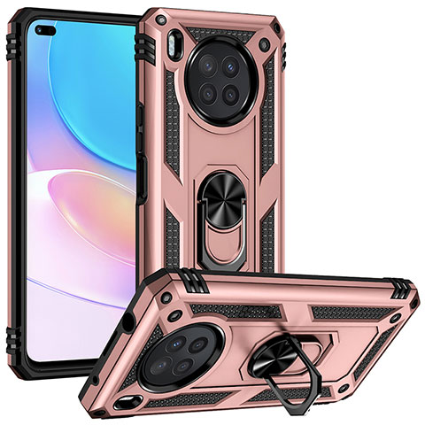 Coque Contour Silicone et Plastique Housse Etui Mat avec Magnetique Support Bague Anneau MQ3 pour Huawei Nova 8i Or Rose