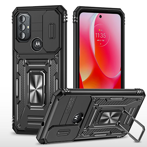 Coque Contour Silicone et Plastique Housse Etui Mat avec Magnetique Support Bague Anneau MQ3 pour Motorola Moto G Play Gen 2 Noir