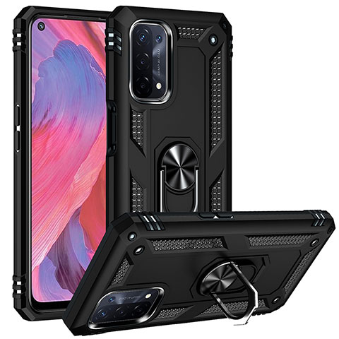 Coque Contour Silicone et Plastique Housse Etui Mat avec Magnetique Support Bague Anneau MQ3 pour OnePlus Nord N200 5G Noir