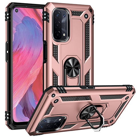 Coque Contour Silicone et Plastique Housse Etui Mat avec Magnetique Support Bague Anneau MQ3 pour OnePlus Nord N200 5G Or Rose