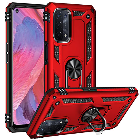 Coque Contour Silicone et Plastique Housse Etui Mat avec Magnetique Support Bague Anneau MQ3 pour OnePlus Nord N200 5G Rouge