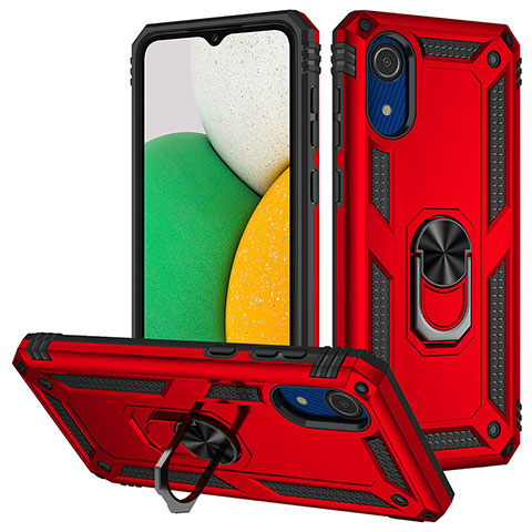 Coque Contour Silicone et Plastique Housse Etui Mat avec Magnetique Support Bague Anneau MQ3 pour Samsung Galaxy A03 Core Rouge