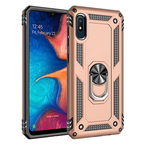 Coque Contour Silicone et Plastique Housse Etui Mat avec Magnetique Support Bague Anneau MQ3 pour Samsung Galaxy A10e Or