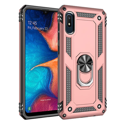 Coque Contour Silicone et Plastique Housse Etui Mat avec Magnetique Support Bague Anneau MQ3 pour Samsung Galaxy A10e Or Rose