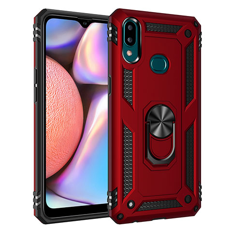 Coque Contour Silicone et Plastique Housse Etui Mat avec Magnetique Support Bague Anneau MQ3 pour Samsung Galaxy A10s Rouge