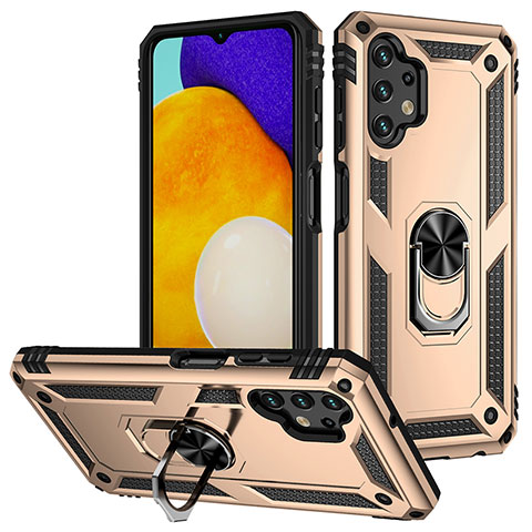 Coque Contour Silicone et Plastique Housse Etui Mat avec Magnetique Support Bague Anneau MQ3 pour Samsung Galaxy A13 4G Or