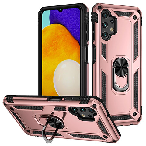 Coque Contour Silicone et Plastique Housse Etui Mat avec Magnetique Support Bague Anneau MQ3 pour Samsung Galaxy A13 4G Or Rose