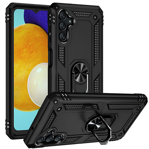 Coque Contour Silicone et Plastique Housse Etui Mat avec Magnetique Support Bague Anneau MQ3 pour Samsung Galaxy A13 5G Noir