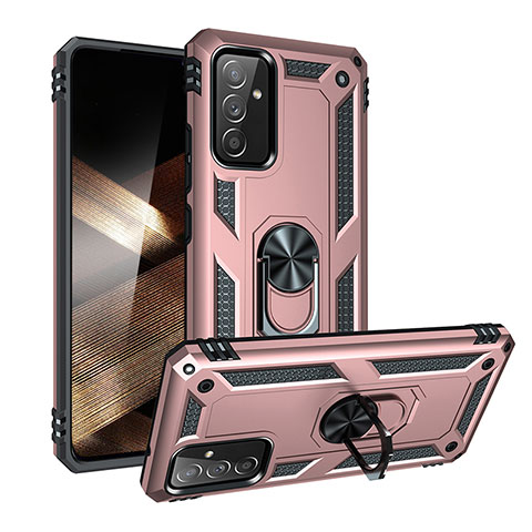 Coque Contour Silicone et Plastique Housse Etui Mat avec Magnetique Support Bague Anneau MQ3 pour Samsung Galaxy A15 4G Or Rose