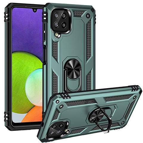 Coque Contour Silicone et Plastique Housse Etui Mat avec Magnetique Support Bague Anneau MQ3 pour Samsung Galaxy A22 4G Vert