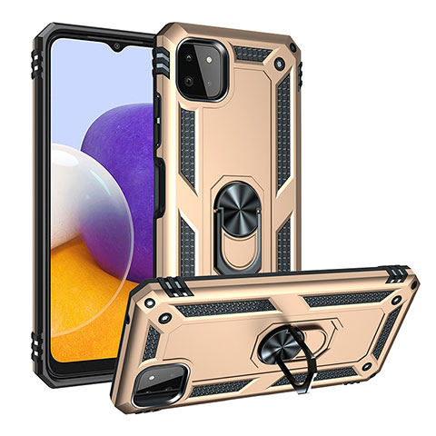 Coque Contour Silicone et Plastique Housse Etui Mat avec Magnetique Support Bague Anneau MQ3 pour Samsung Galaxy A22 5G Or