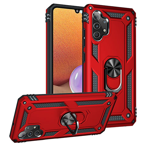 Coque Contour Silicone et Plastique Housse Etui Mat avec Magnetique Support Bague Anneau MQ3 pour Samsung Galaxy A32 4G Rouge