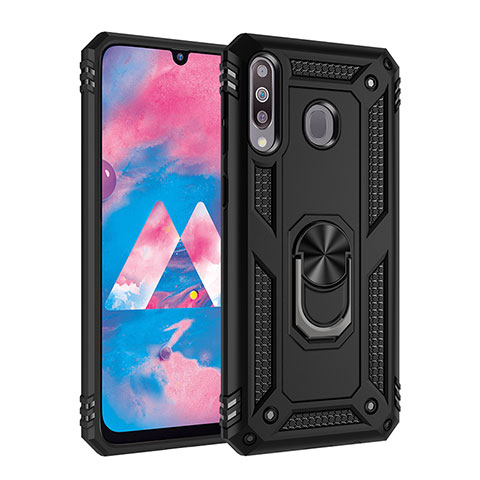 Coque Contour Silicone et Plastique Housse Etui Mat avec Magnetique Support Bague Anneau MQ3 pour Samsung Galaxy A40s Noir