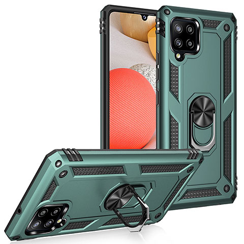 Coque Contour Silicone et Plastique Housse Etui Mat avec Magnetique Support Bague Anneau MQ3 pour Samsung Galaxy A42 5G Vert