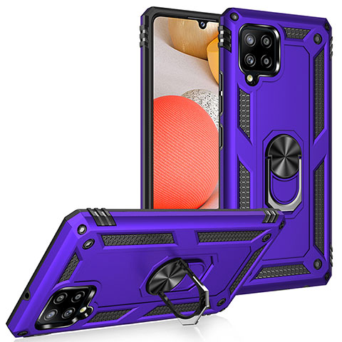 Coque Contour Silicone et Plastique Housse Etui Mat avec Magnetique Support Bague Anneau MQ3 pour Samsung Galaxy A42 5G Violet