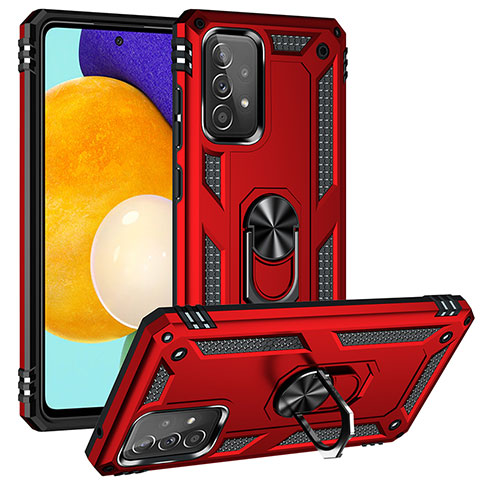 Coque Contour Silicone et Plastique Housse Etui Mat avec Magnetique Support Bague Anneau MQ3 pour Samsung Galaxy A52s 5G Rouge