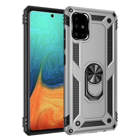 Coque Contour Silicone et Plastique Housse Etui Mat avec Magnetique Support Bague Anneau MQ3 pour Samsung Galaxy A71 5G Argent