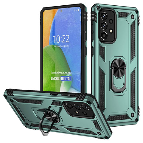 Coque Contour Silicone et Plastique Housse Etui Mat avec Magnetique Support Bague Anneau MQ3 pour Samsung Galaxy A73 5G Vert