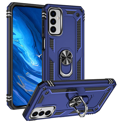 Coque Contour Silicone et Plastique Housse Etui Mat avec Magnetique Support Bague Anneau MQ3 pour Samsung Galaxy F23 5G Bleu