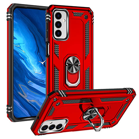 Coque Contour Silicone et Plastique Housse Etui Mat avec Magnetique Support Bague Anneau MQ3 pour Samsung Galaxy F23 5G Rouge