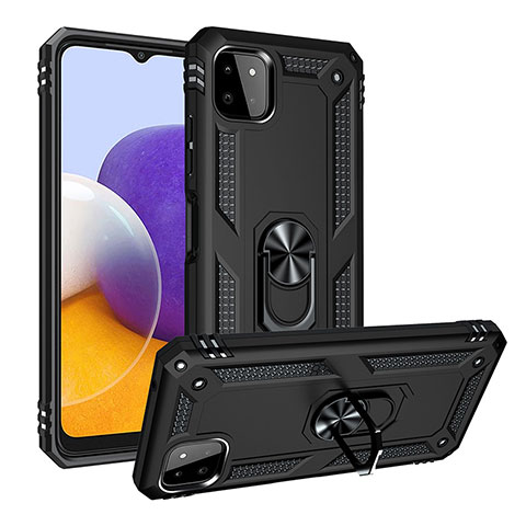 Coque Contour Silicone et Plastique Housse Etui Mat avec Magnetique Support Bague Anneau MQ3 pour Samsung Galaxy F42 5G Noir