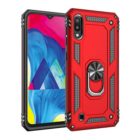 Coque Contour Silicone et Plastique Housse Etui Mat avec Magnetique Support Bague Anneau MQ3 pour Samsung Galaxy M10 Rouge