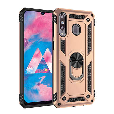 Coque Contour Silicone et Plastique Housse Etui Mat avec Magnetique Support Bague Anneau MQ3 pour Samsung Galaxy M30 Or