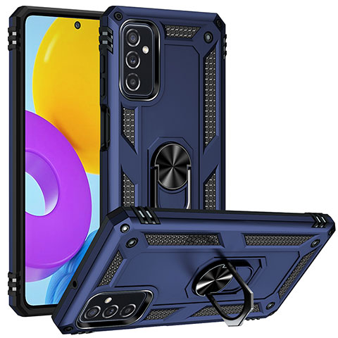 Coque Contour Silicone et Plastique Housse Etui Mat avec Magnetique Support Bague Anneau MQ3 pour Samsung Galaxy M52 5G Bleu