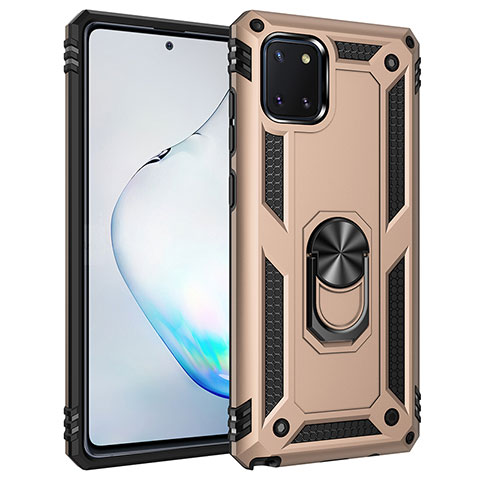 Coque Contour Silicone et Plastique Housse Etui Mat avec Magnetique Support Bague Anneau MQ3 pour Samsung Galaxy M60s Or