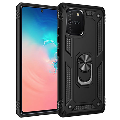 Coque Contour Silicone et Plastique Housse Etui Mat avec Magnetique Support Bague Anneau MQ3 pour Samsung Galaxy M80S Noir