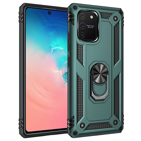 Coque Contour Silicone et Plastique Housse Etui Mat avec Magnetique Support Bague Anneau MQ3 pour Samsung Galaxy S10 Lite Vert