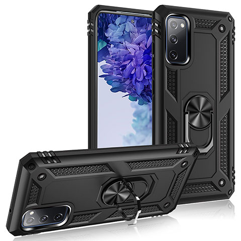 Coque Contour Silicone et Plastique Housse Etui Mat avec Magnetique Support Bague Anneau MQ3 pour Samsung Galaxy S20 FE 4G Noir