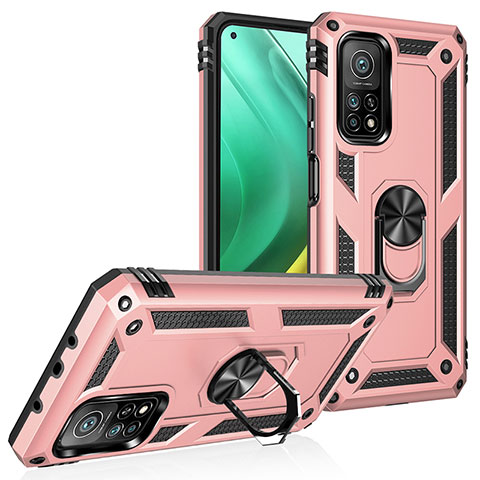 Coque Contour Silicone et Plastique Housse Etui Mat avec Magnetique Support Bague Anneau MQ3 pour Xiaomi Mi 10T 5G Or Rose